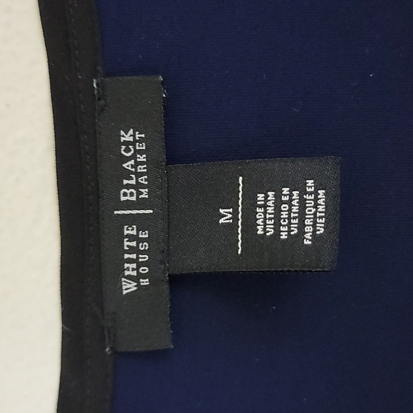 White House Black Market Blue & Black Striped Lace Top M - Picture 5 of 8